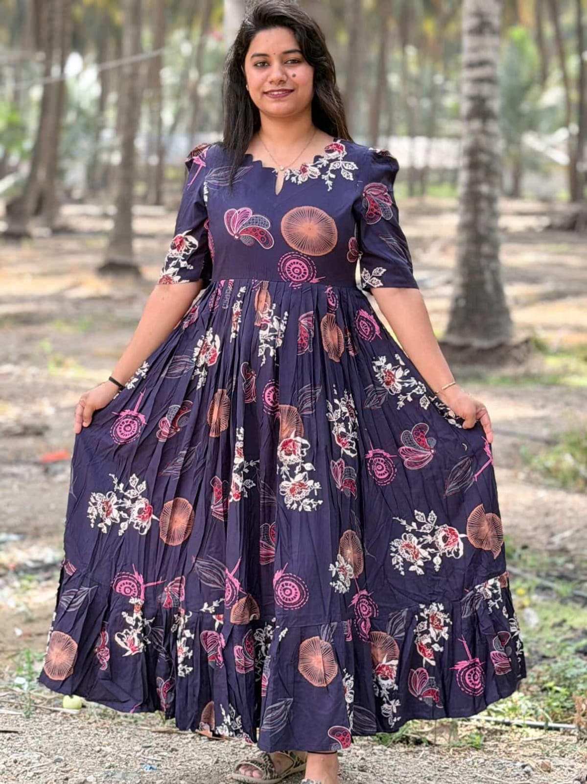 Premium Rayon Floral Frock - CFF79