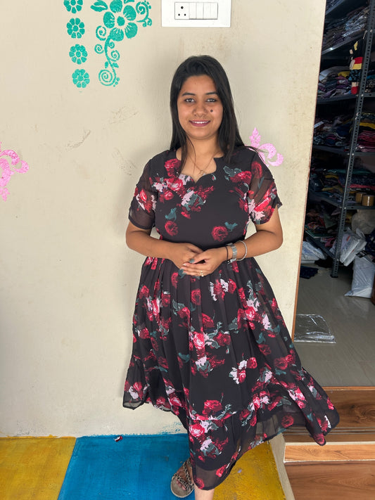 Georgette Floral Frock GFF08