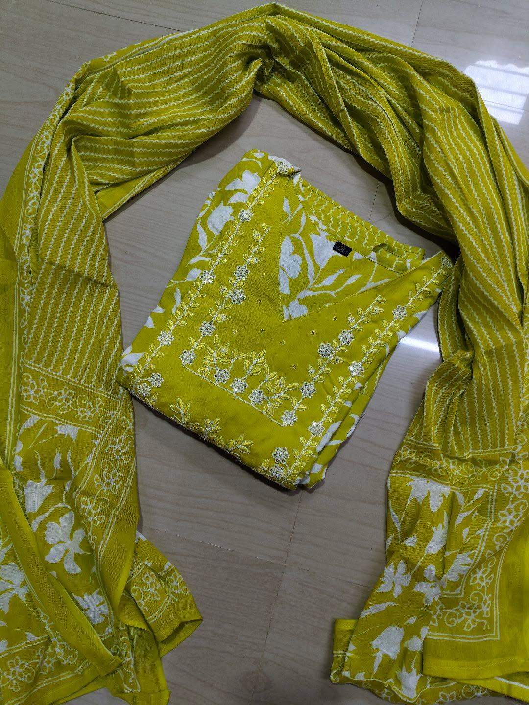 Cotton Floral Anarkali (Without Phant)  AS100