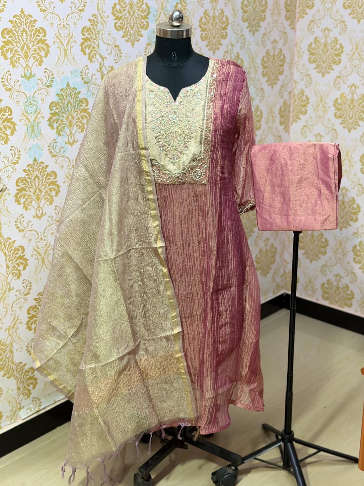 Premium Crushed Tissue Kurti  Set EW127