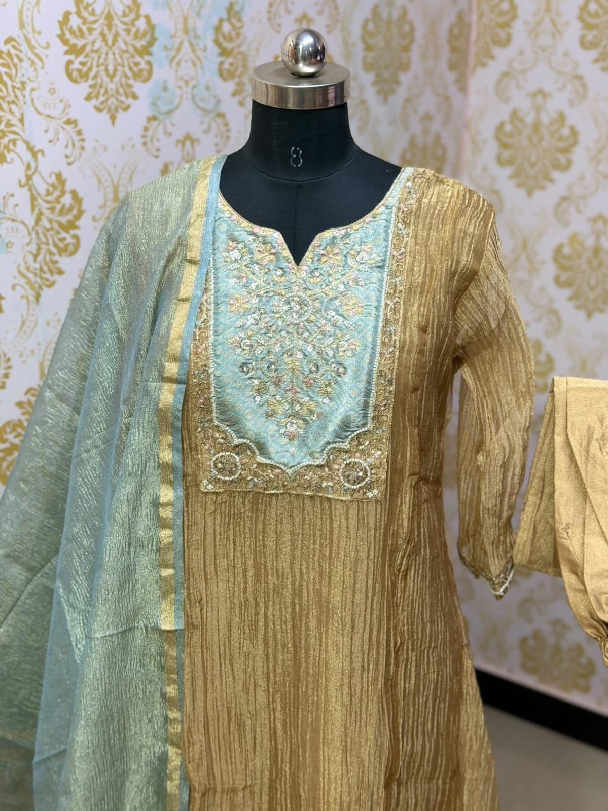 Premium Crushed Tissue Kurti  Set EW128