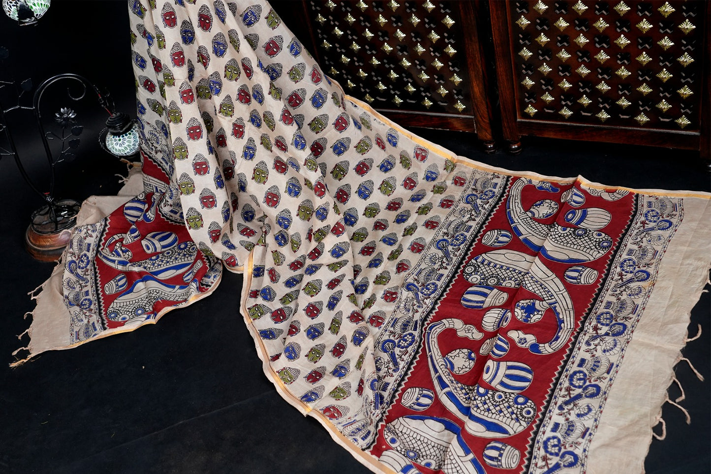 Kalamkari Zari Boarder Duppata KZD12