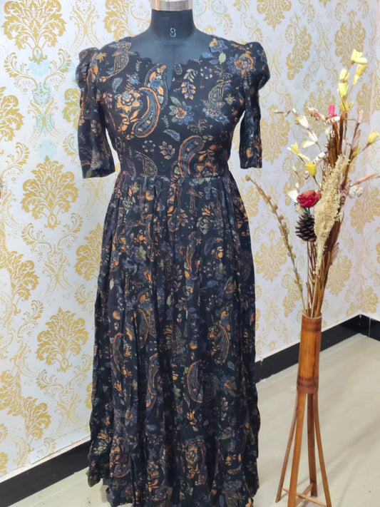 Premium Rayon Floral Frock - CFF113