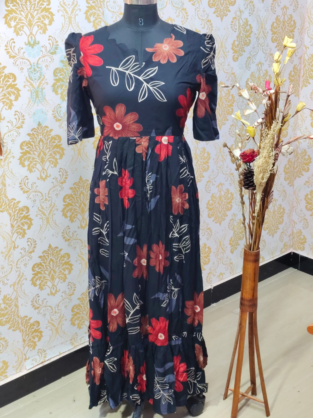 Premium Rayon Floral Frock - CFF114