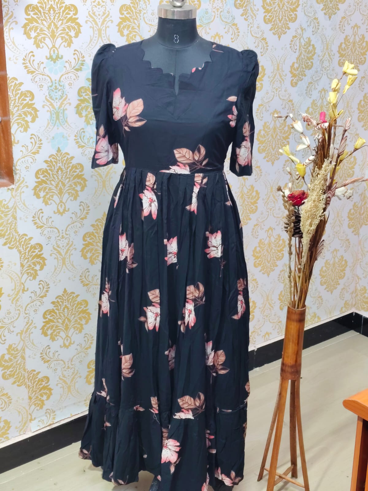 Premium Rayon Floral Frock - CFF115
