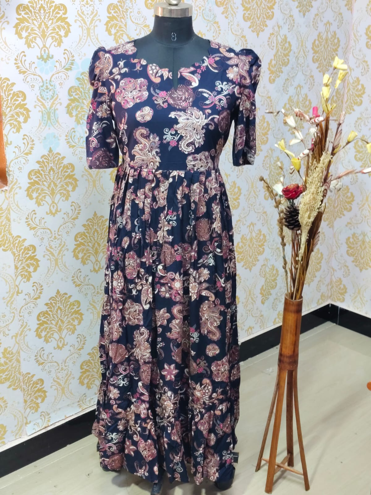 Premium Rayon Floral Frock - CFF117