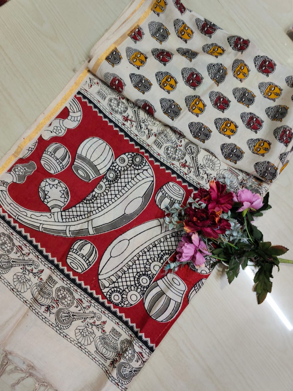 Kalamkari Zari Boarder Duppata KZD01