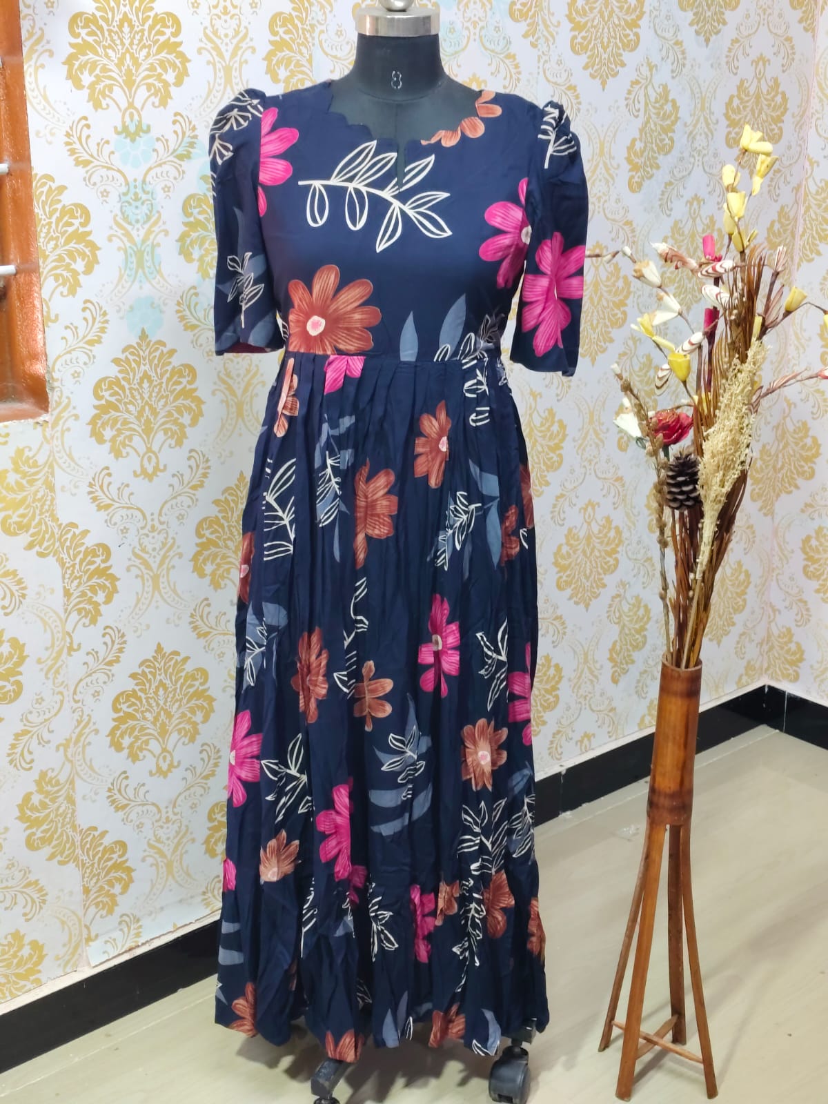 Premium Rayon Floral Frock - CFF122