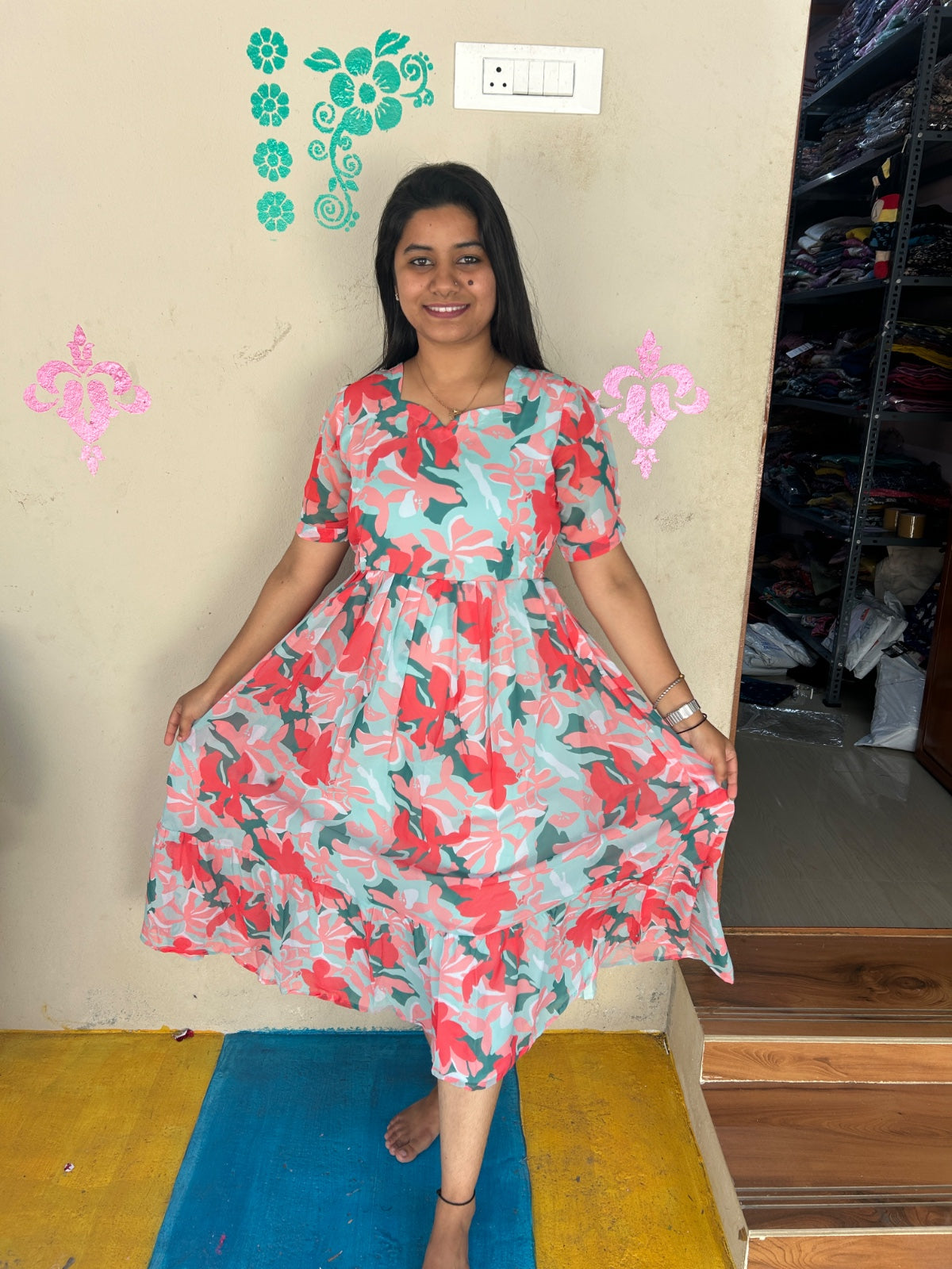 Georgette Floral Frock GFF02
