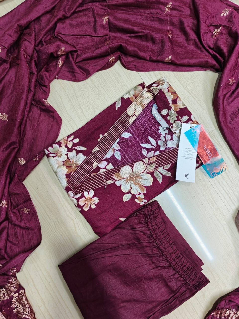 Kurti with Pant and Linen Dupatta sets - KPL03