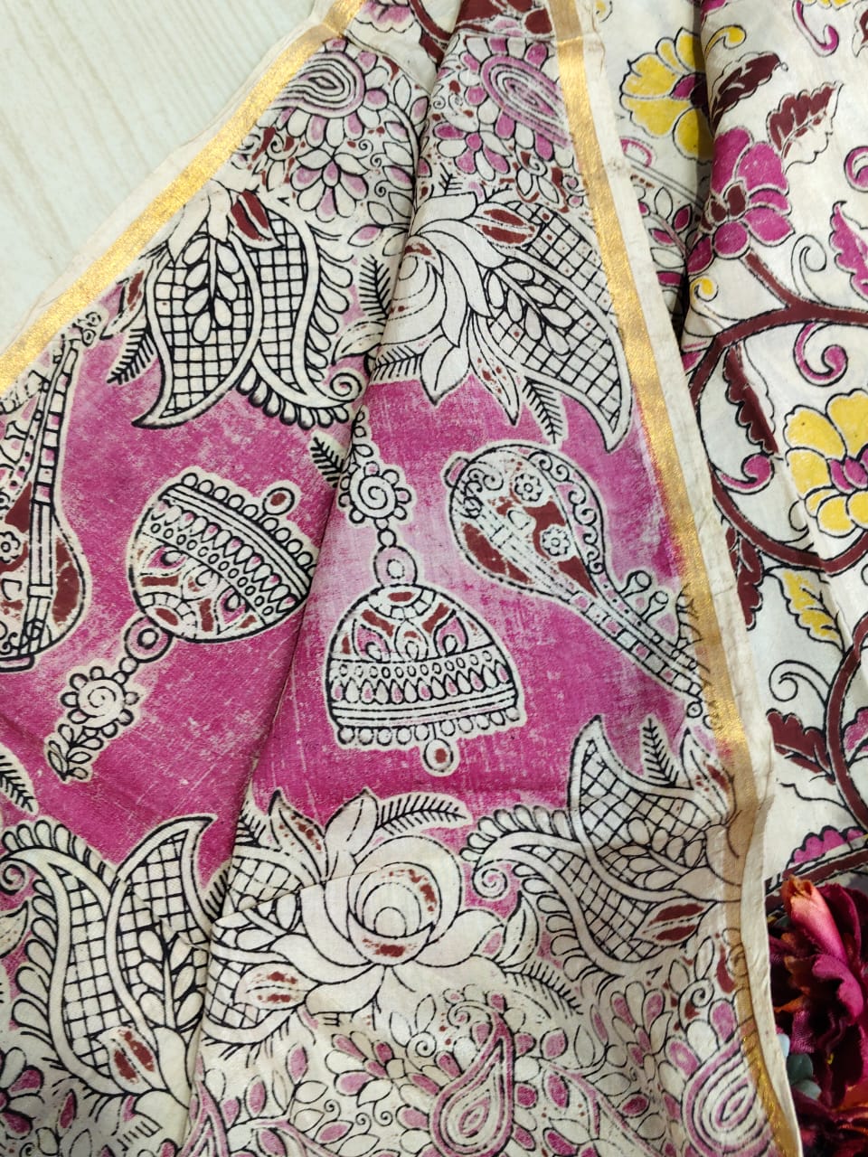 Kalamkari Zari Boarder Duppata KZD03