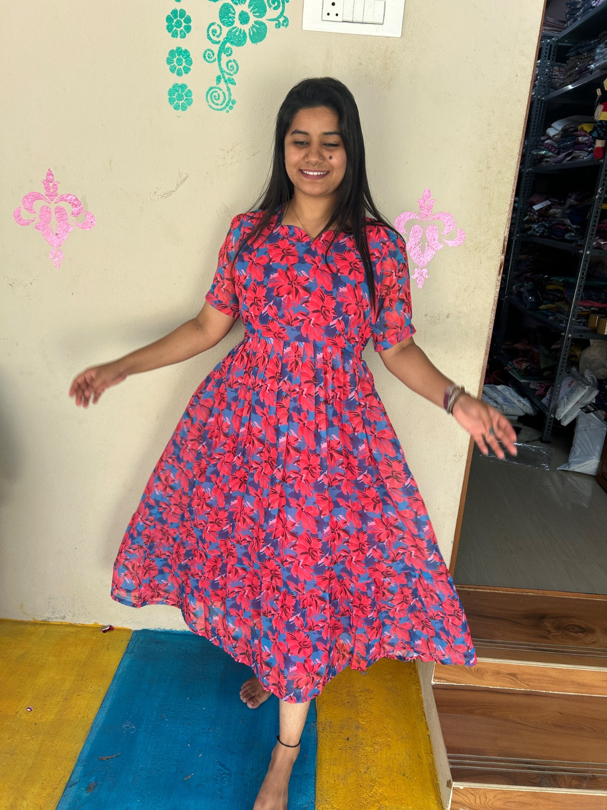 Georgette Floral Frock GFF03