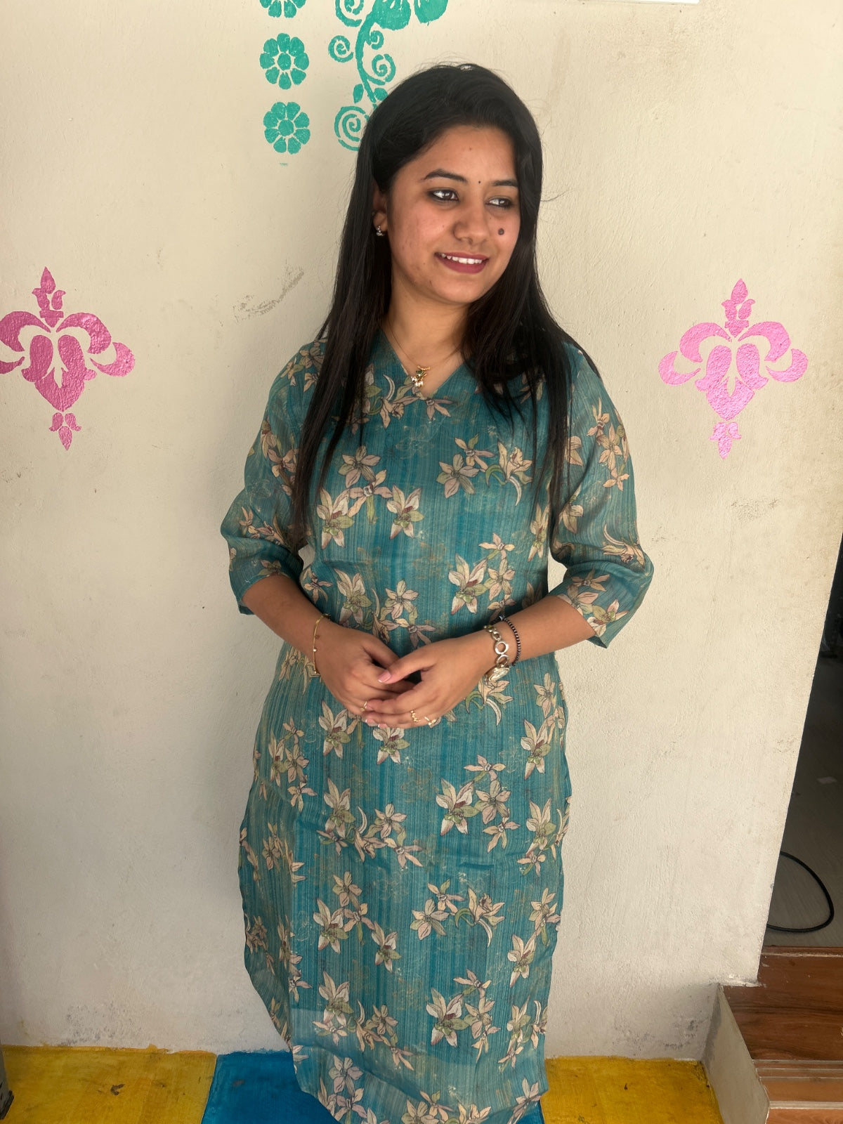 Floral Tissue Kurti - FTK43