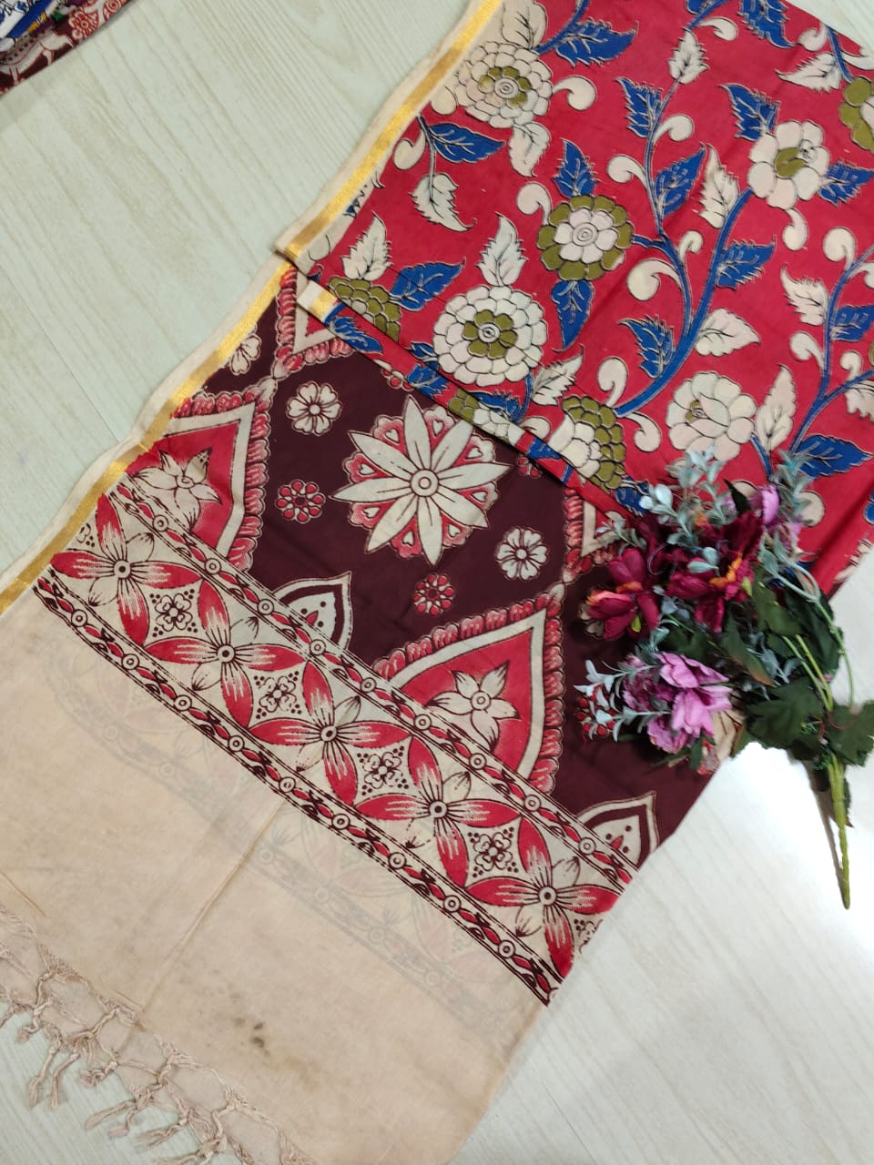 Kalamkari Zari Boarder Duppata KZD04
