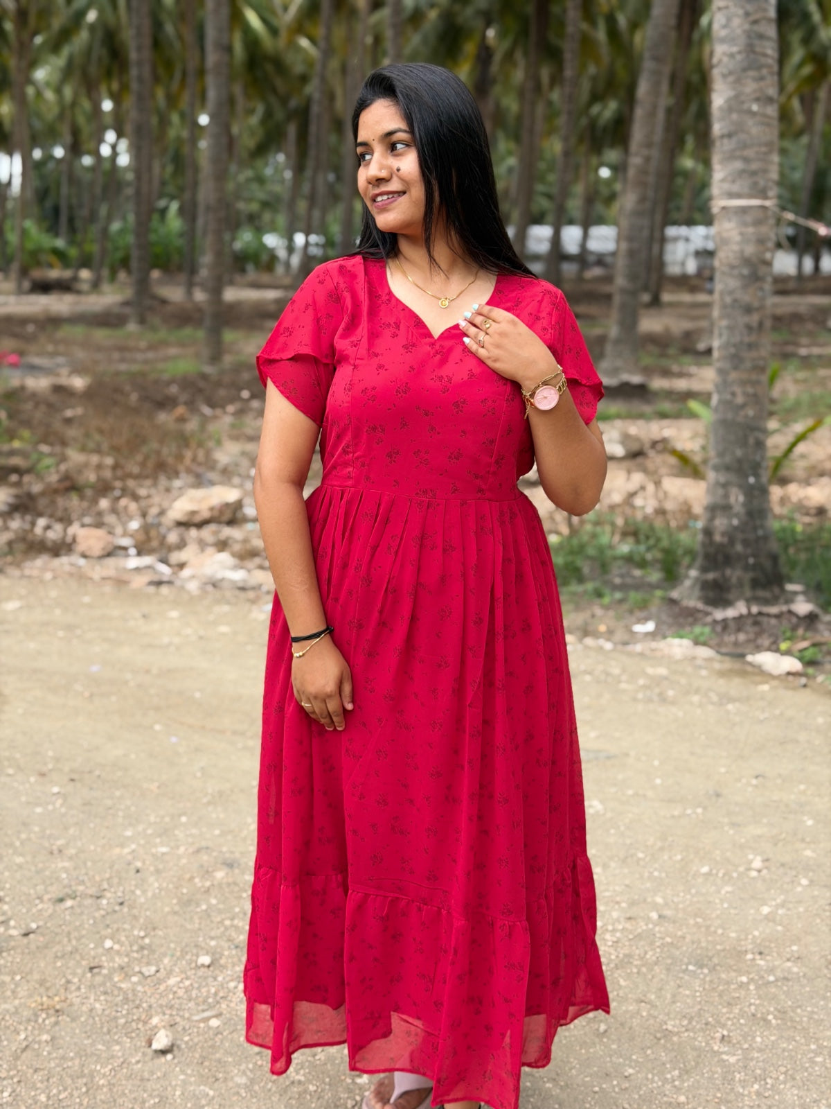 Georgette Floral Frock GFF04 - PRE BOOKING FOR 10 TO 12 DAYS DELIVERY