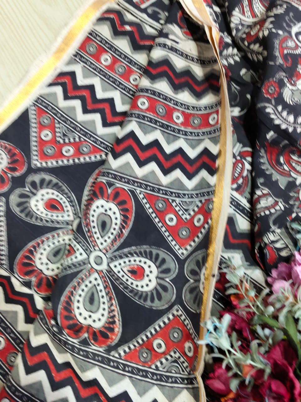 Kalamkari Zari Boarder Duppata KZD05