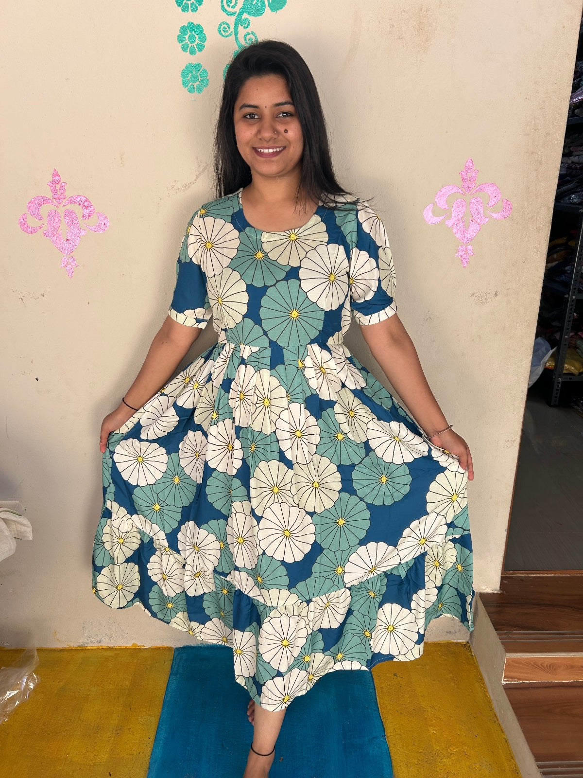 Cotton Floral Frock - CFF62