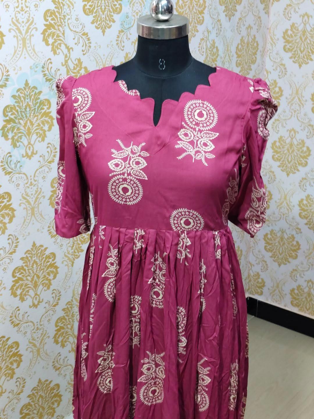 Premium Rayon Floral Frock - CFF173