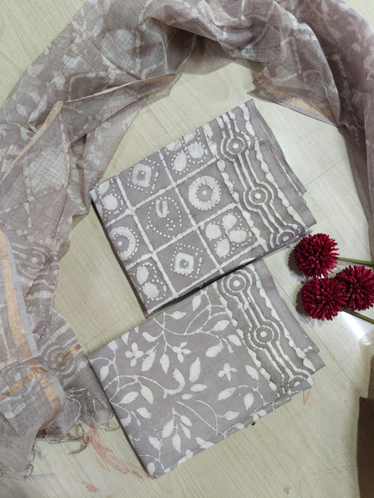 Premium Cotton Hand Block Top and Phant With Kotta Dupatta RS75
