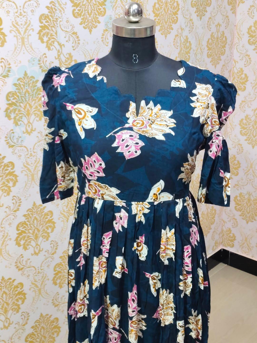 Premium Rayon Floral Frock - CFF176