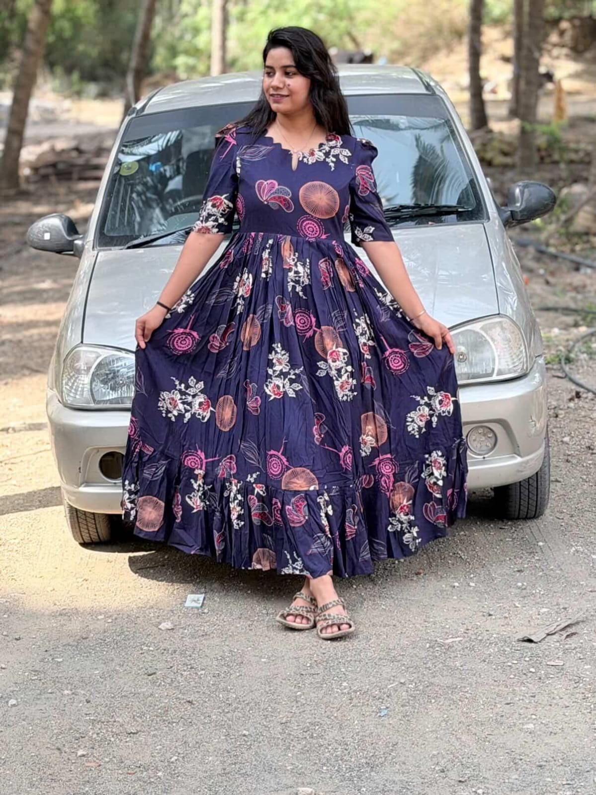 Premium Rayon Floral Frock - CFF79