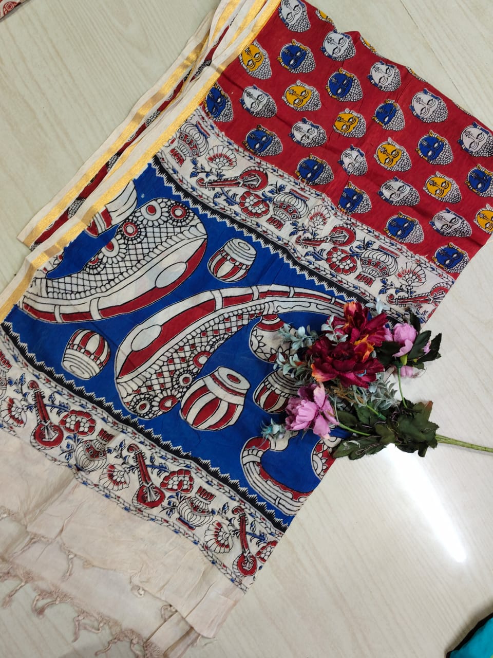 Kalamkari Zari Boarder Duppata KZD07