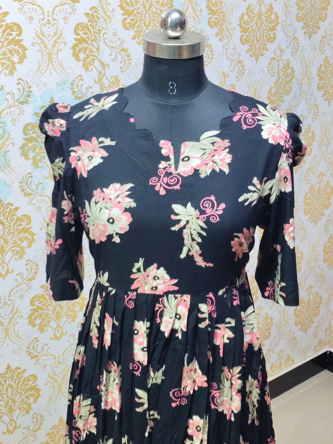Premium Rayon Floral Frock - CFF182