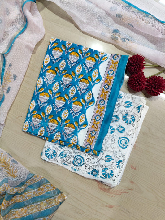 Premium Cotton Hand Block Top and Phant With Kotta Dupatta RS83