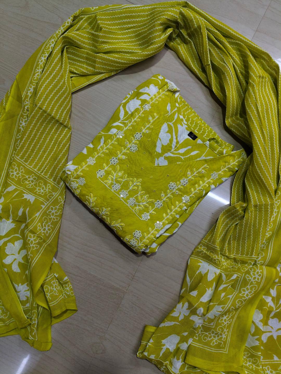 Cotton Floral Anarkali (Without Phant)  AS100