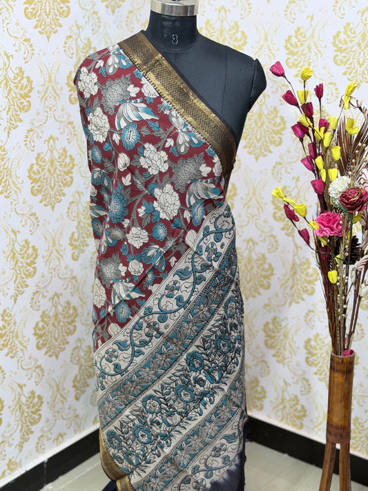 Kalamkari Zari Border Duppata KZD10