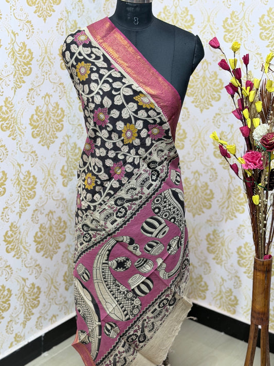 Kalamkari Zari Border Duppata KZD11