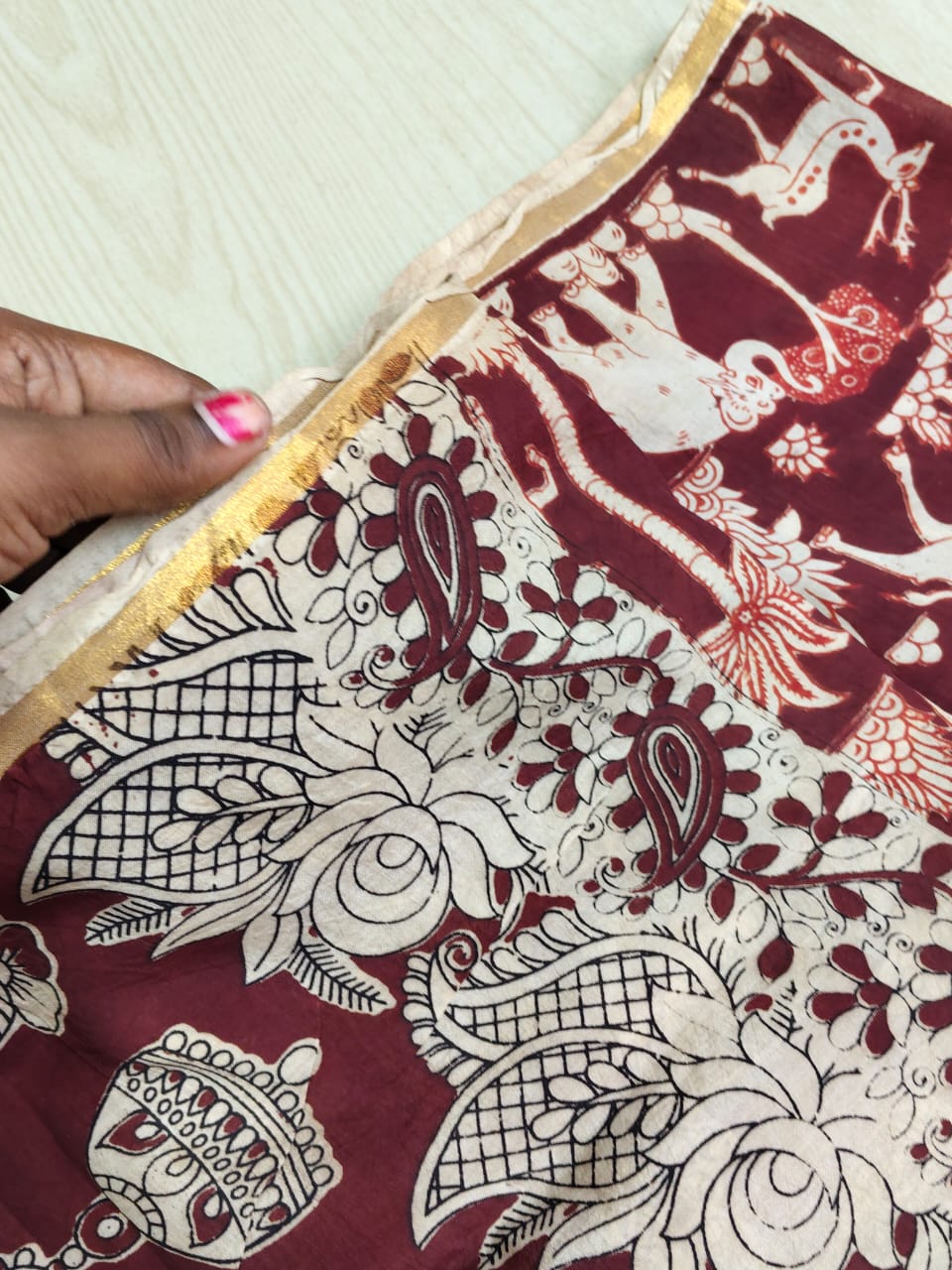 Kalamkari Zari Boarder Duppata KZD11
