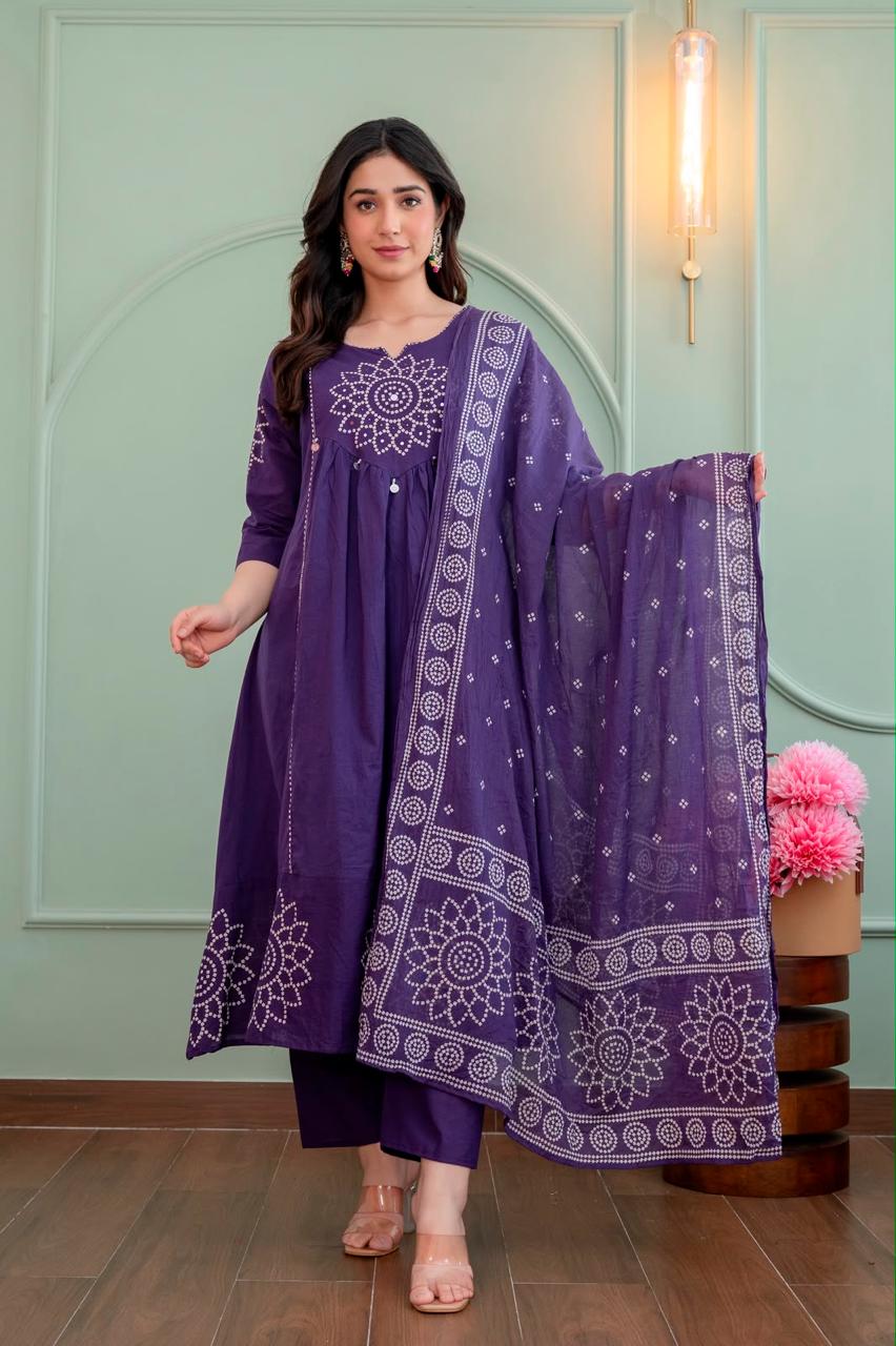 Cotton Floral Anarkali  AS121