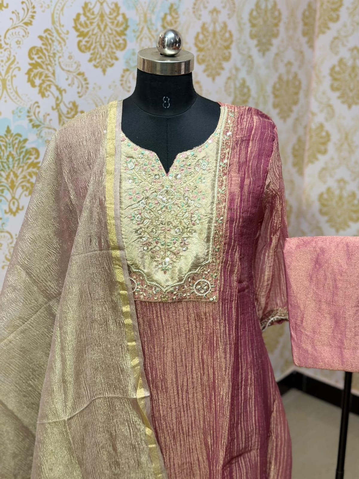 Premium Crushed Tissue Kurti  Set EW127