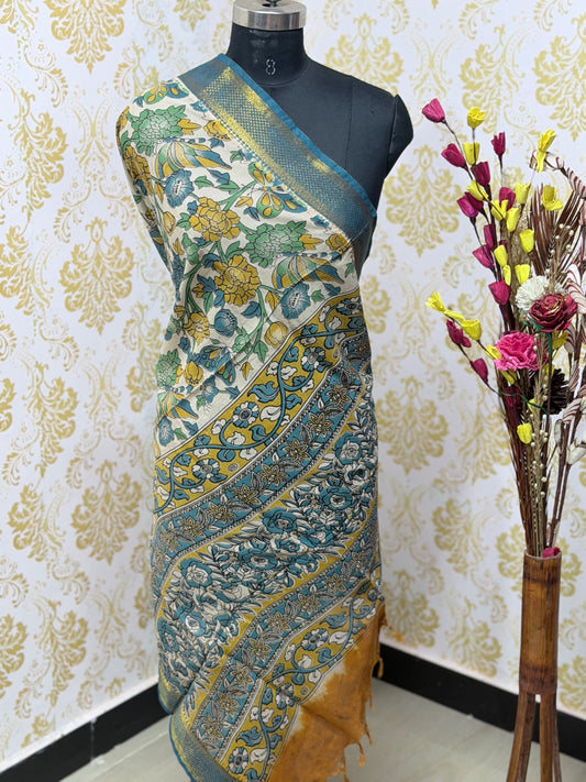 Kalamkari Zari Border Duppata KZD12