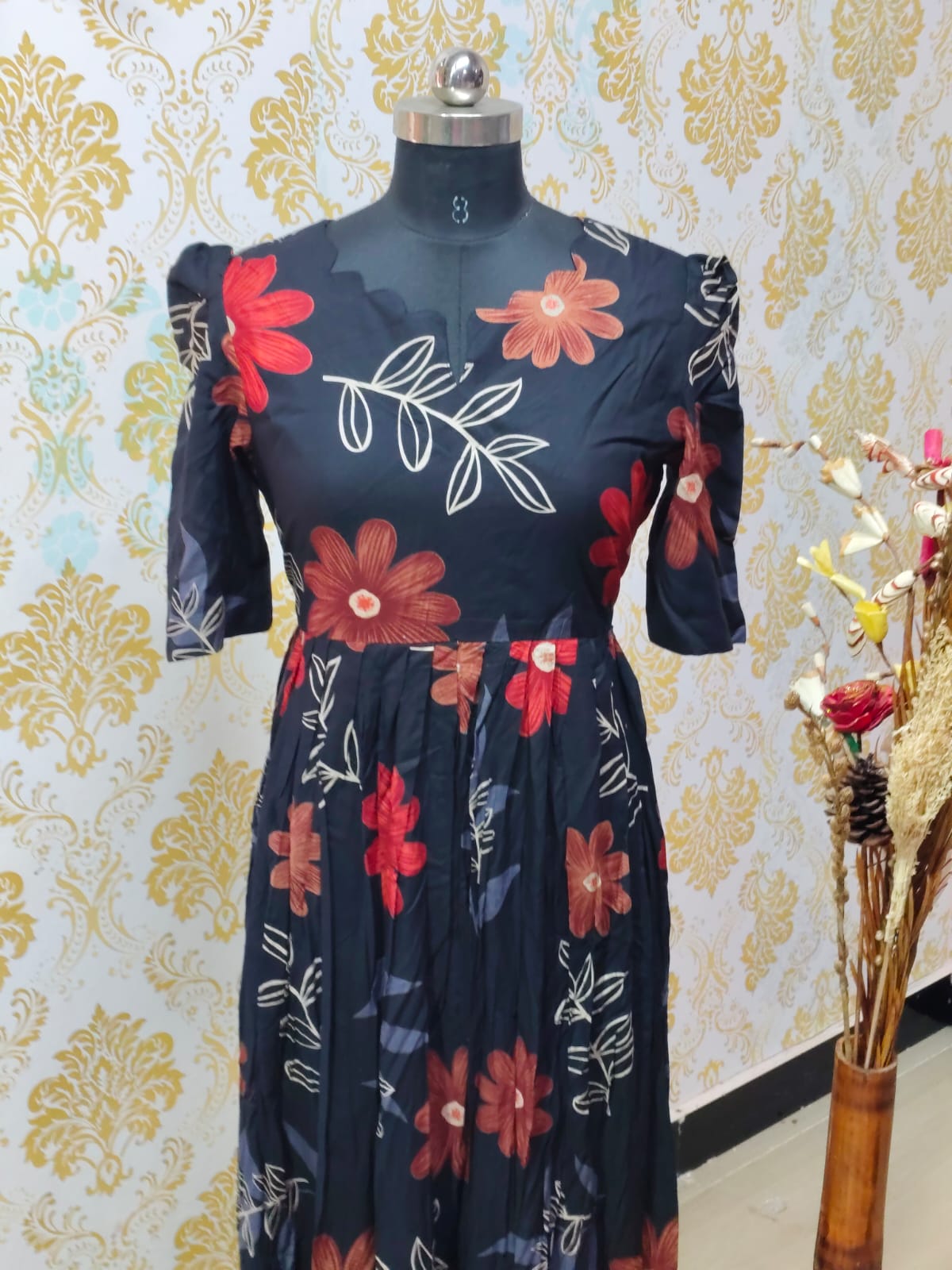 Premium Rayon Floral Frock - CFF114