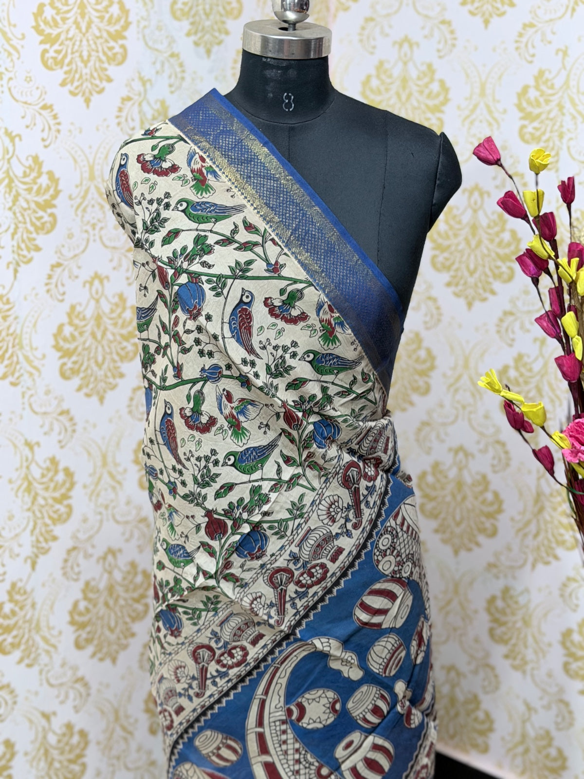 Kalamkari Zari Border Duppata KZD15