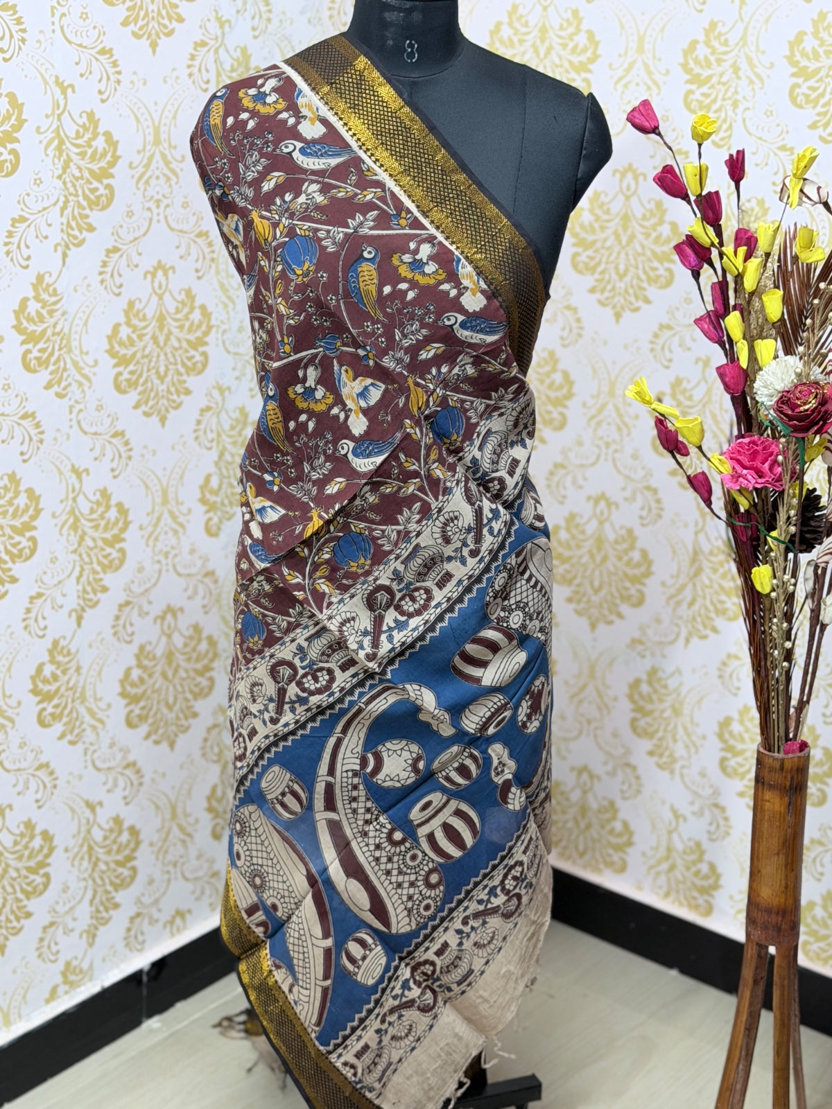 Kalamkari Zari Border Duppata KZD03