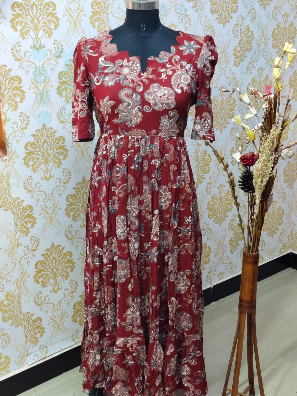 Premium Rayon Floral Frock - CFF116