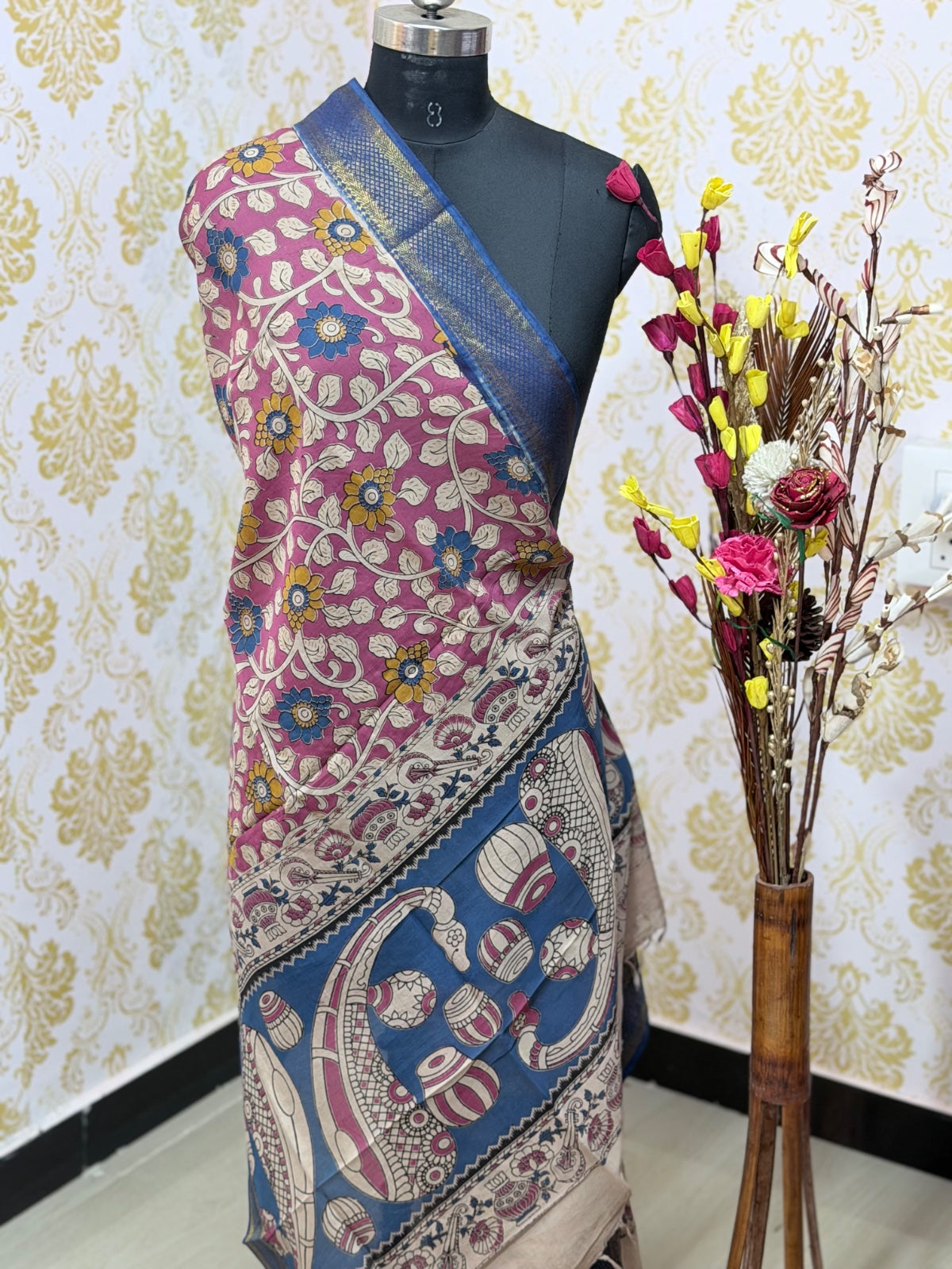 Kalamkari Zari Border Duppata KZD04