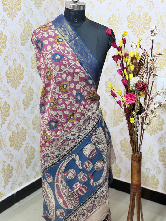 Kalamkari Zari Border Duppata KZD04
