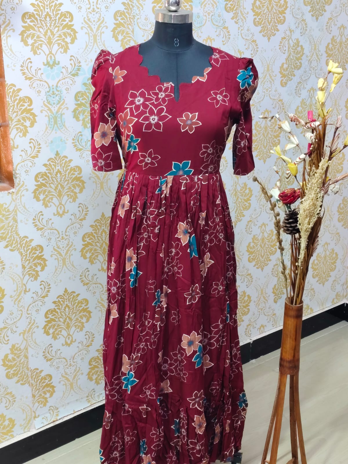 Premium Rayon Floral Frock - CFF118