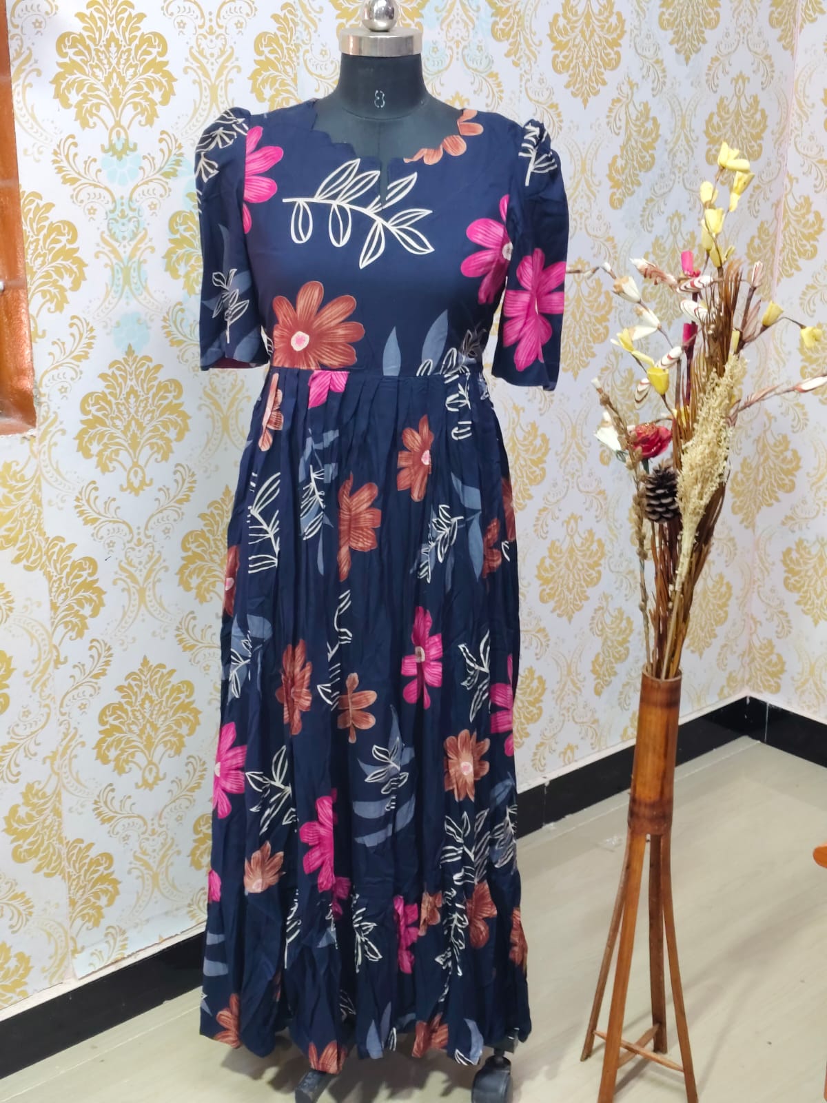 Premium Rayon Floral Frock - CFF122