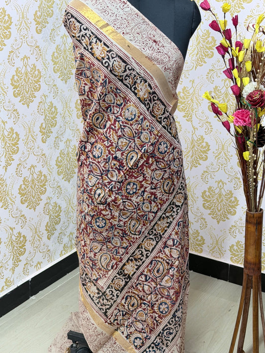 Kalamkari Zari Border Duppata KZD10