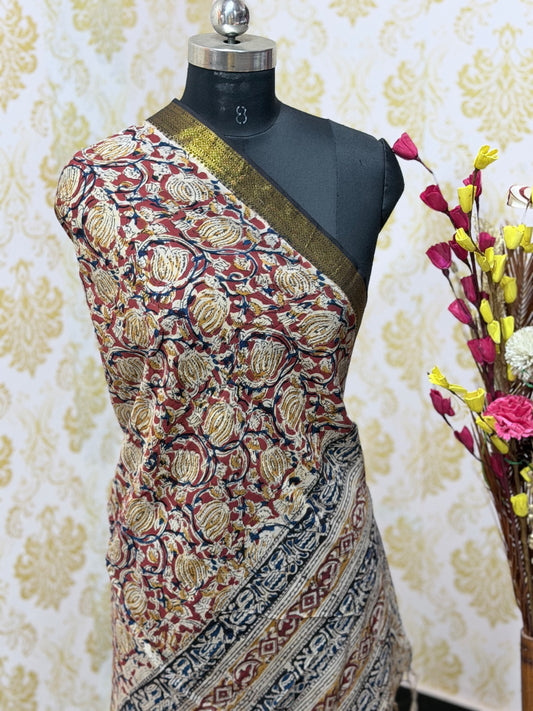 Kalamkari Zari Border Duppata KZD22