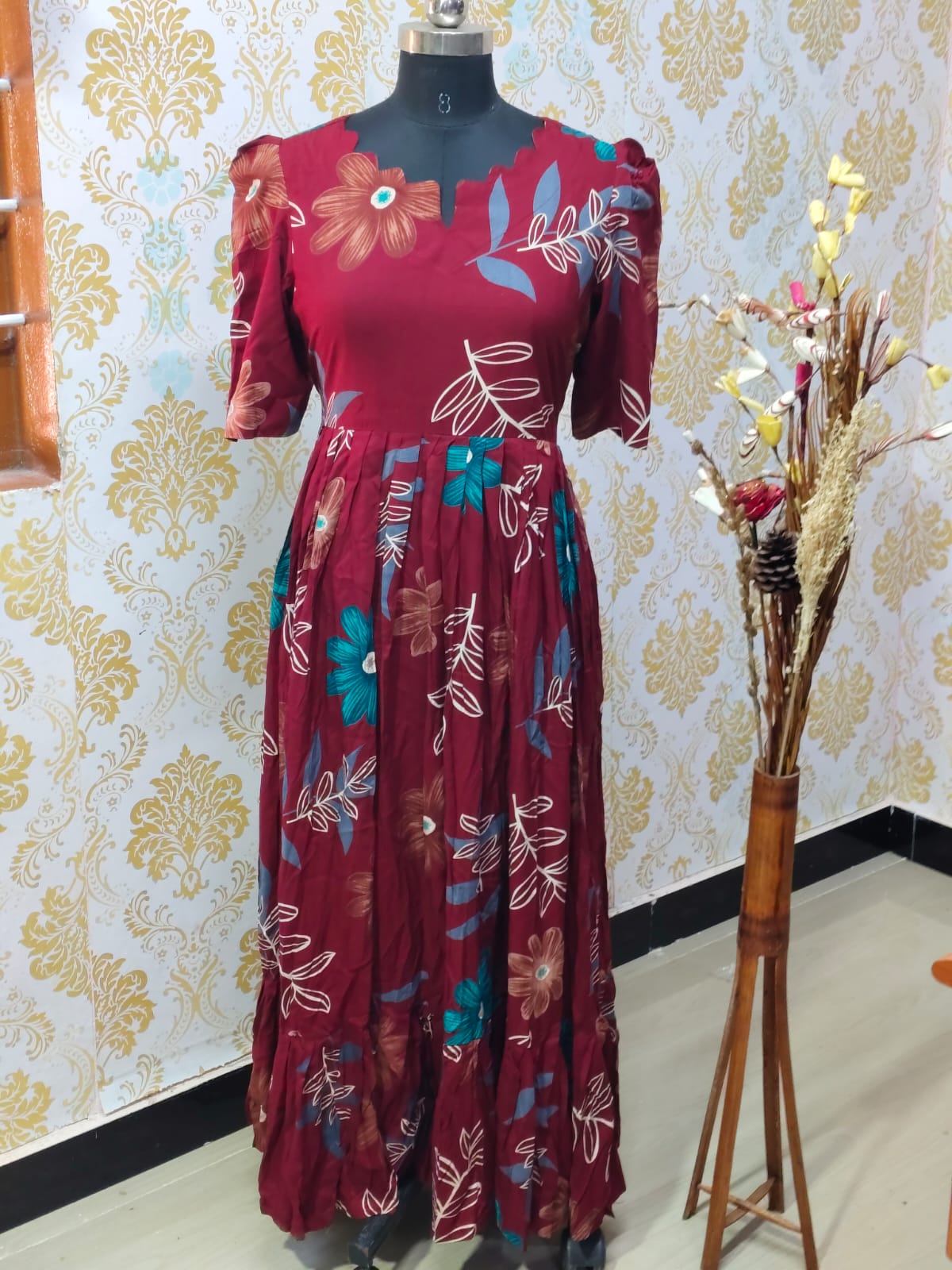 Premium Rayon Floral Frock - CFF125