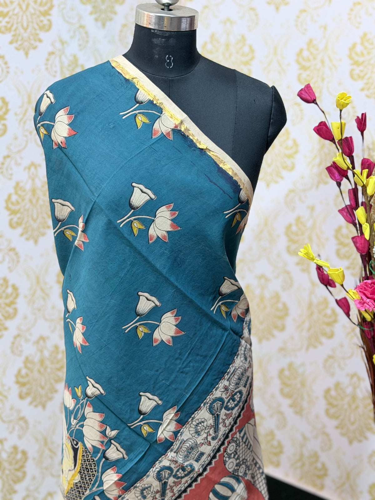Kalamkari Zari Border Duppata KZD18