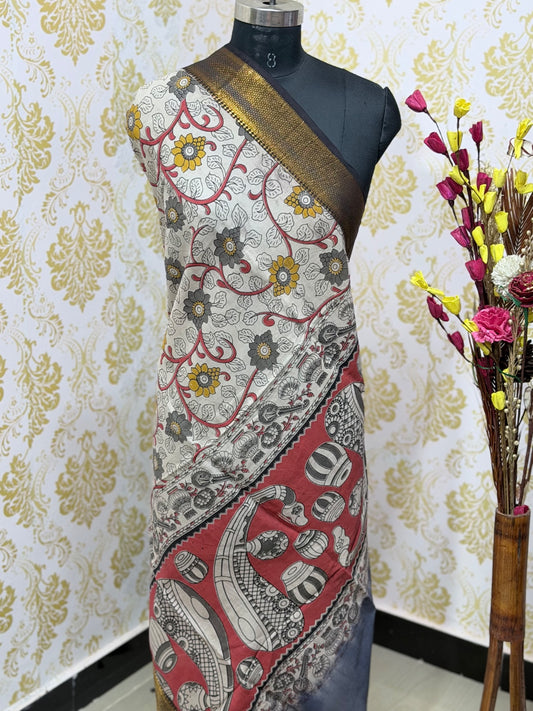 Kalamkari Zari Border Duppata KZD03