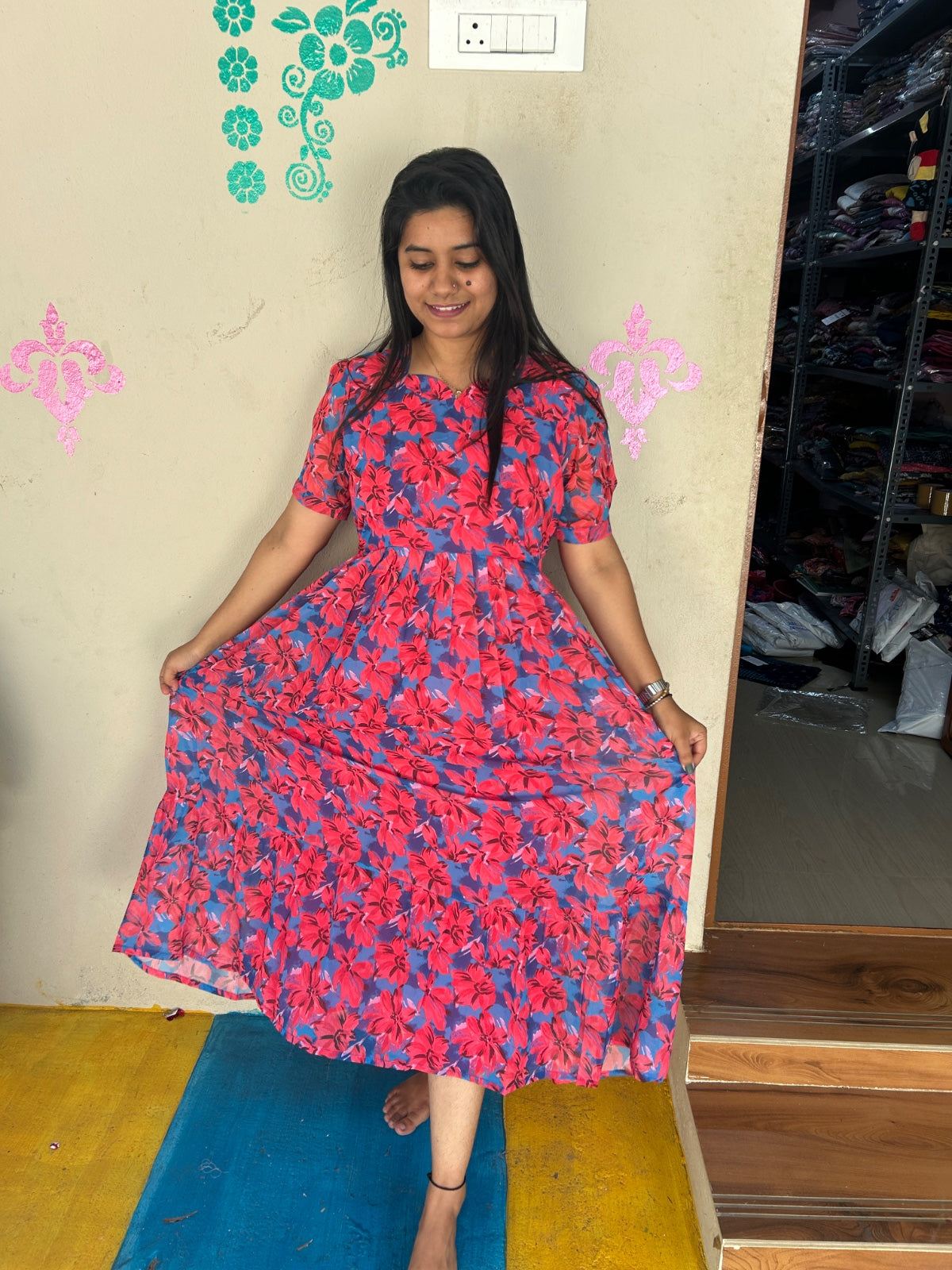 Georgette Floral Frock GFF03