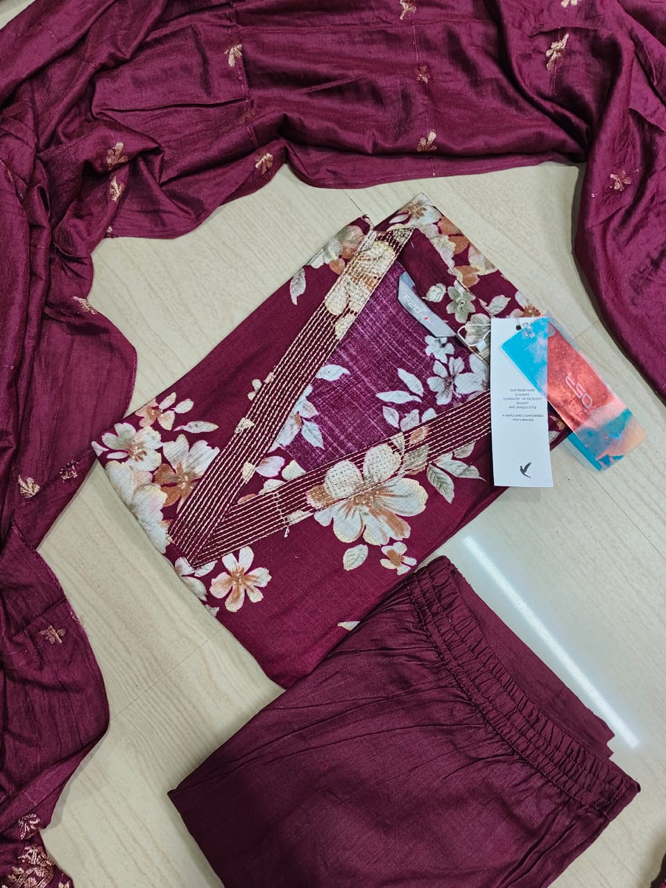 Kurti with Pant and Linen Dupatta sets - KPL03